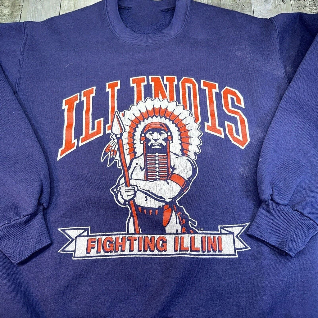 80s Navy Blue Illini Inspired Crewneck Sweatshirt Vintage Retro Pullover Unisex T-shirt, Sweatshirt, Hoodie, Long Sleeve Tee - T-Shirt, Sweatshirt, Hoodie