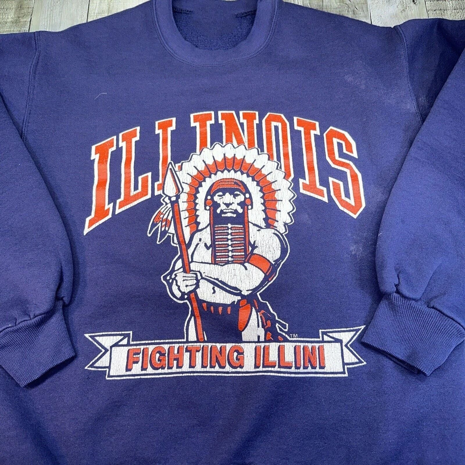 80s Navy Blue Illini Inspired Crewneck Sweatshirt Vintage Retro Pullover Unisex T-shirt, Sweatshirt, Hoodie, Long Sleeve Tee - T-Shirt, Sweatshirt, Hoodie