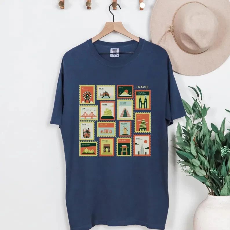 Travel Stamp Wanderlust Comfort Tee Unisex Travel Gift Shirt Soft Unisex T-shirt, Sweatshirt, Hoodie, Long Sleeve Tee - T-Shirt, Sweatshirt, Hoodie