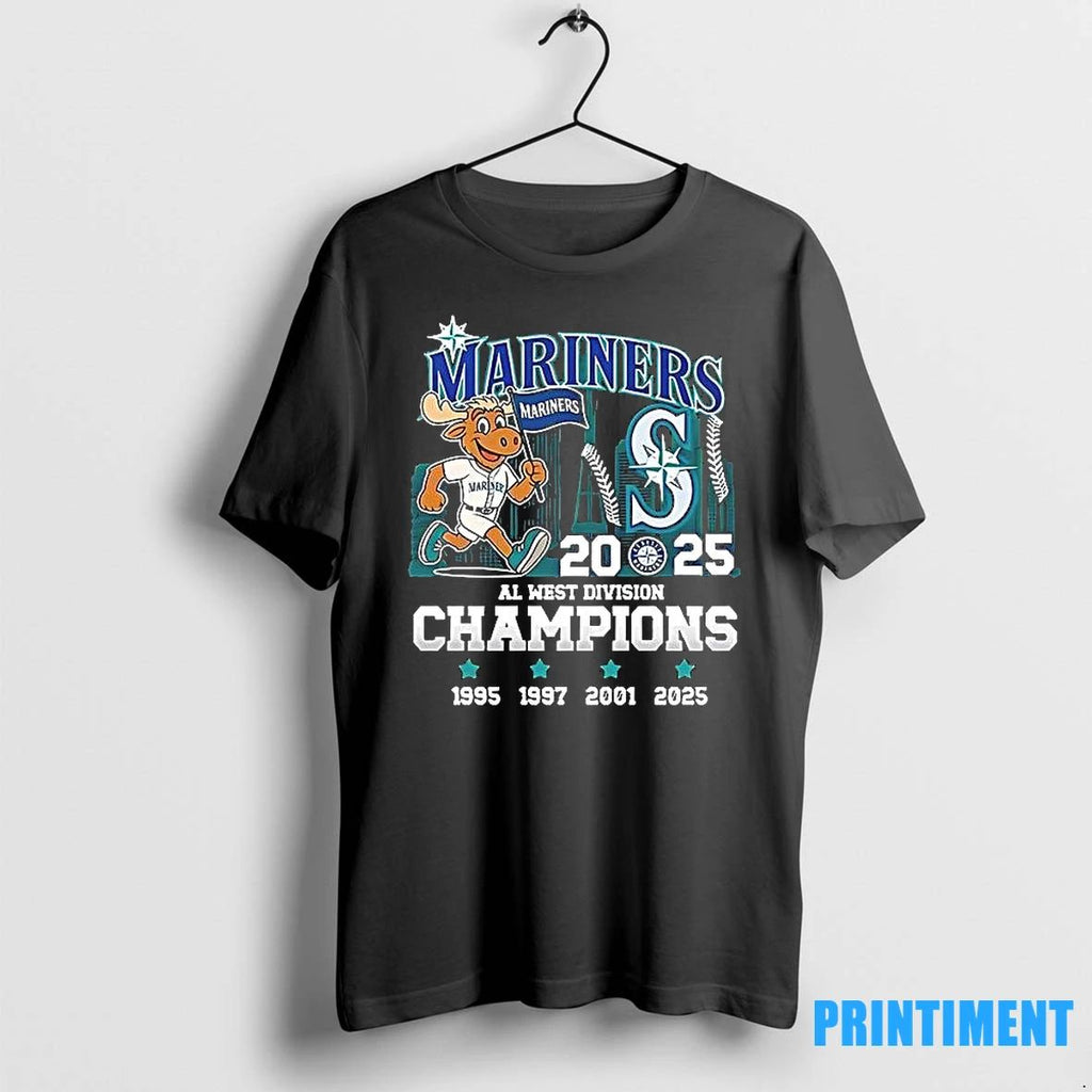 Seattle Mariners Mascot Al West Division Champions 1995 1997 2001 2025 Tshirts Sweater Unisex T-shirt, Sweatshirt, Hoodie, Long Sleeve Tee - T-Shirt, Sweatshirt, Hoodie