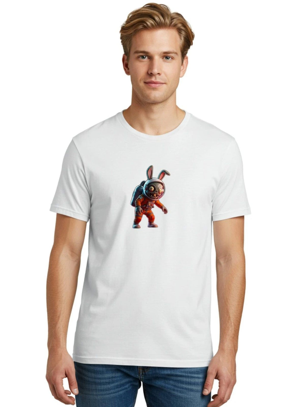 Astronaut-Rabbit Mens Graphic Tee, 100% Cotton, Casual Summer Wear Unisex T-shirt, Sweatshirt, Hoodie, Long Sleeve Tee - T-Shirt, Sweatshirt, Hoodie