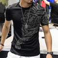 New Men Luxury Tiger Rhinestones Fashion Black T-Shirt High Quality Unisex T-shirt, Sweatshirt, Hoodie, Long Sleeve Tee - T-Shirt, Sweatshirt, Hoodie