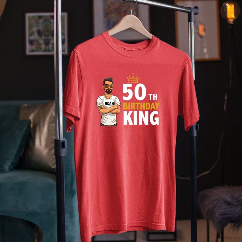 Personalised Custom Name T-Shirt 50th Birthday King Celebration Party Gift Unisex T-shirt, Sweatshirt, Hoodie, Long Sleeve Tee - T-Shirt, Sweatshirt, Hoodie
