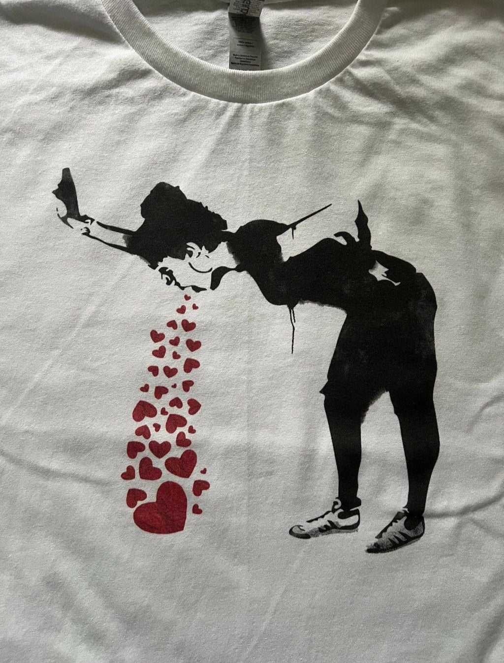 Banksy Lovesick street art goth punk white size XL  unisex t-shirt Unisex T-shirt, Sweatshirt, Hoodie, Long Sleeve Tee - T-Shirt, Sweatshirt, Hoodie