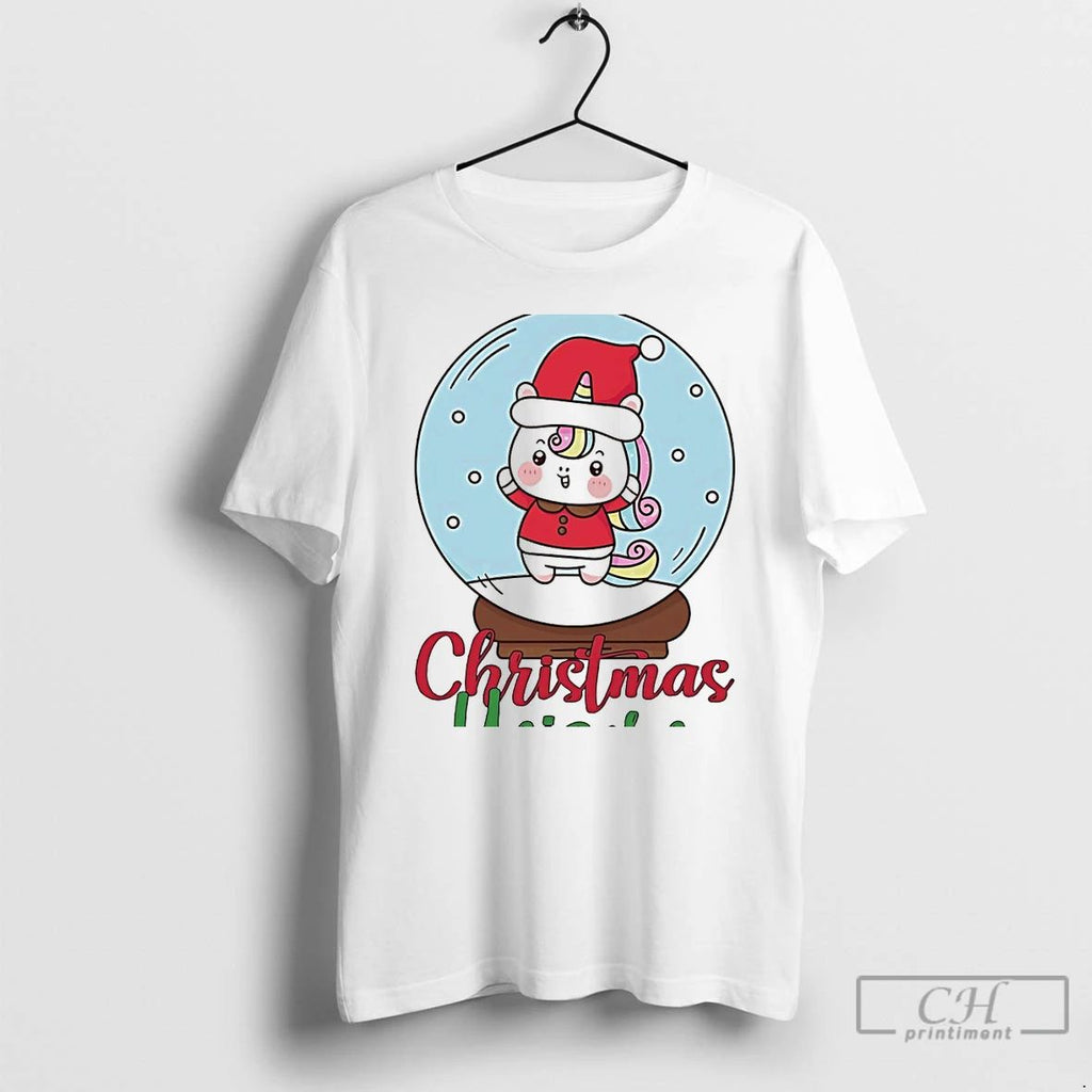Classic Christmas Unicorn Snow Globe Holiday Magic White T Shirts Unisex T-shirt, Sweatshirt, Hoodie, Long Sleeve Tee - T-Shirt, Sweatshirt, Hoodie
