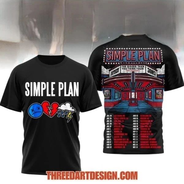 Simple Plan The Bigger Than You Think Tour T-Shirt 3D US2088 Unisex T-shirt, Sweatshirt, Hoodie, Long Sleeve Tee - T-Shirt, Sweatshirt, Hoodie