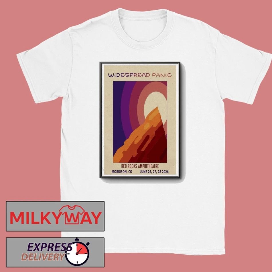 Poster 2026 Widespread Panic June 26-28 Red Rocks shirt Unisex T-shirt, Sweatshirt, Hoodie, Long Sleeve Tee - T-Shirt, Sweatshirt, Hoodie