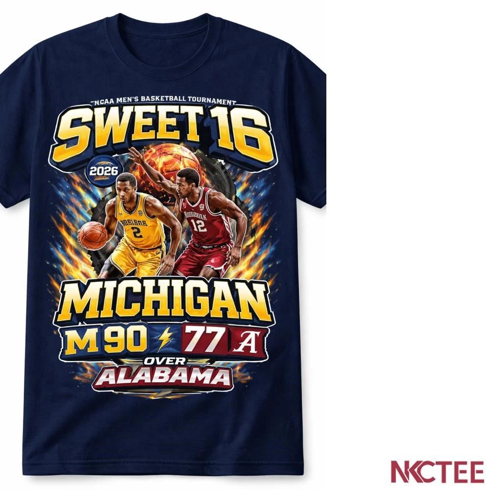 NKCtees Michigan Wolverines Sweet 16 2026 Victory Tee  90-77 Domination NCAA shirt Unisex T-shirt, Sweatshirt, Hoodie, Long Sleeve Tee - T-Shirt, Sweatshirt, Hoodie