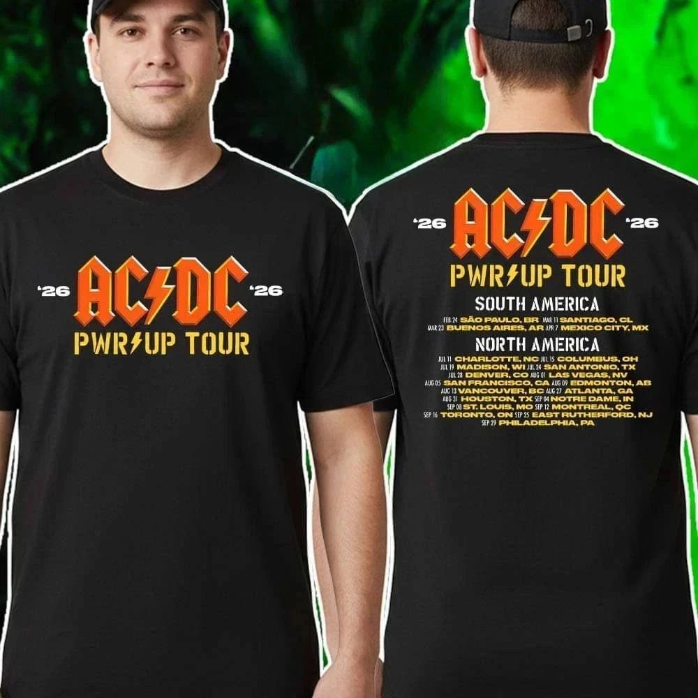 ACDC Tour Date Shirt Vintage Rock Band Tee Unisex All Sizes Fast Delivery Unisex T-shirt, Sweatshirt, Hoodie, Long Sleeve Tee - T-Shirt, Sweatshirt, Hoodie