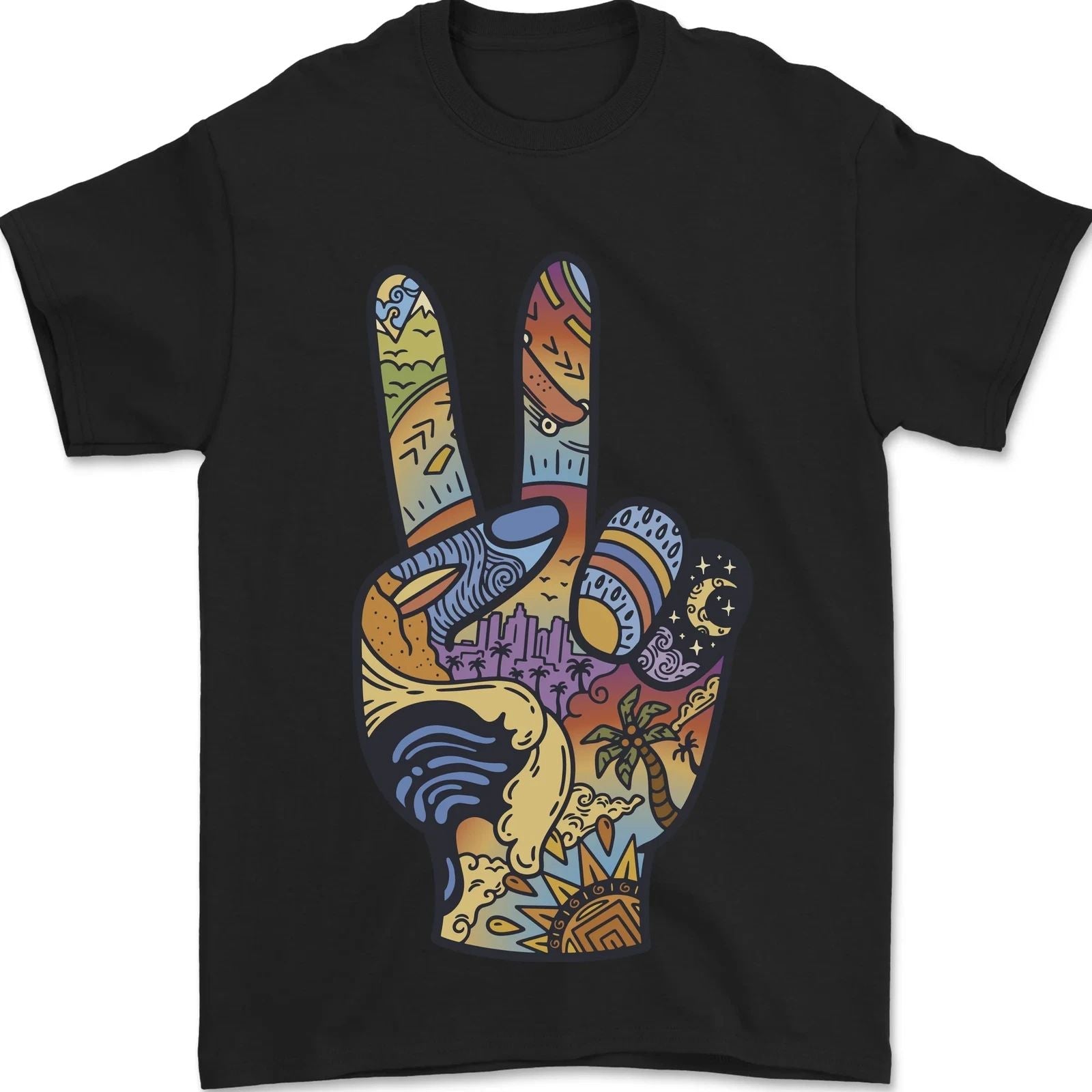 Vacation Peace Gesture Holiday Travel Mens T-Shirt 100% Cotton Unisex T-shirt, Sweatshirt, Hoodie, Long Sleeve Tee - T-Shirt, Sweatshirt, Hoodie