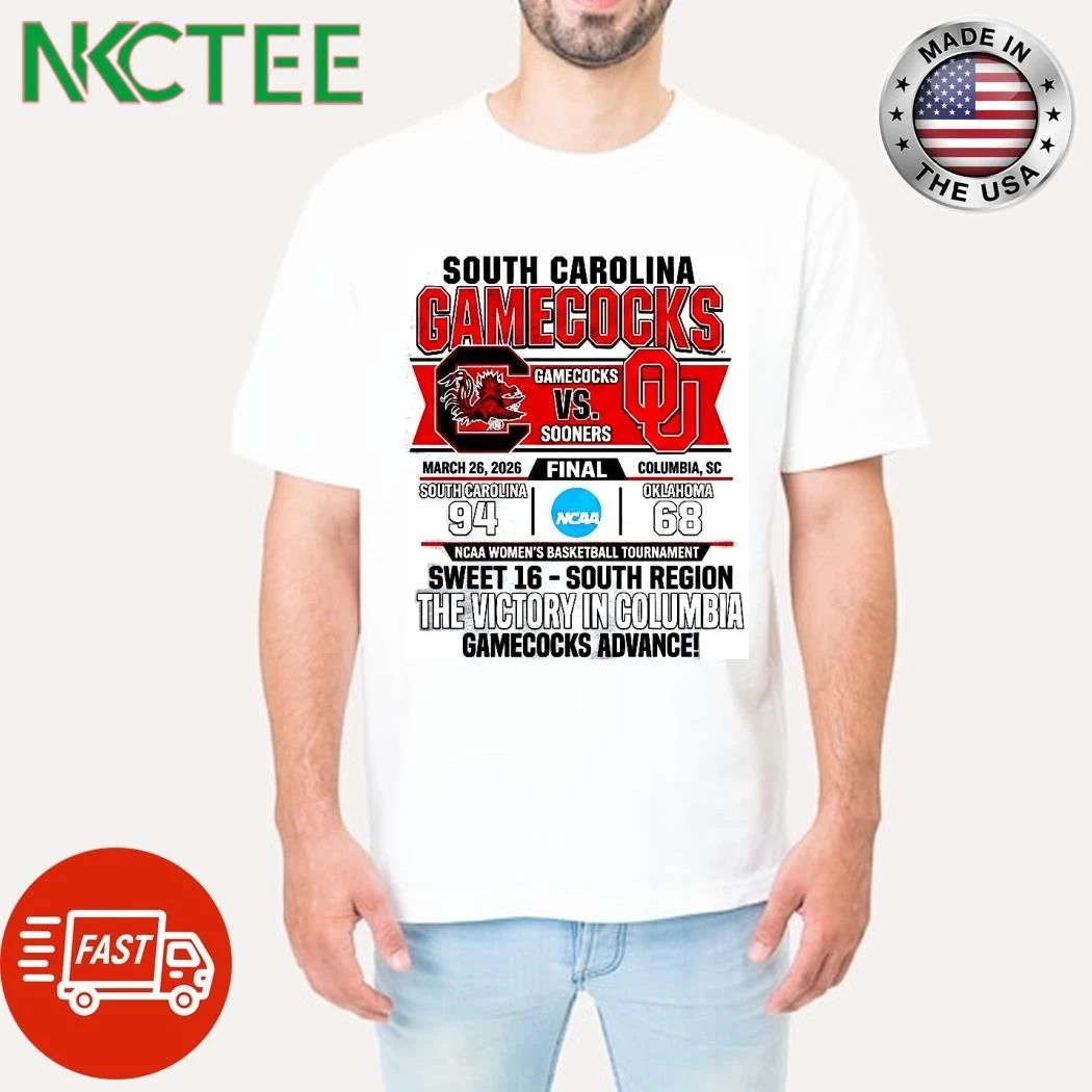 NKCtees 2026 NCAA womens basketball Tournament Sweet 16 South Carolina 94 68 Oklahoma shirt - T-Shirt, Sweatshirt, Hoodie