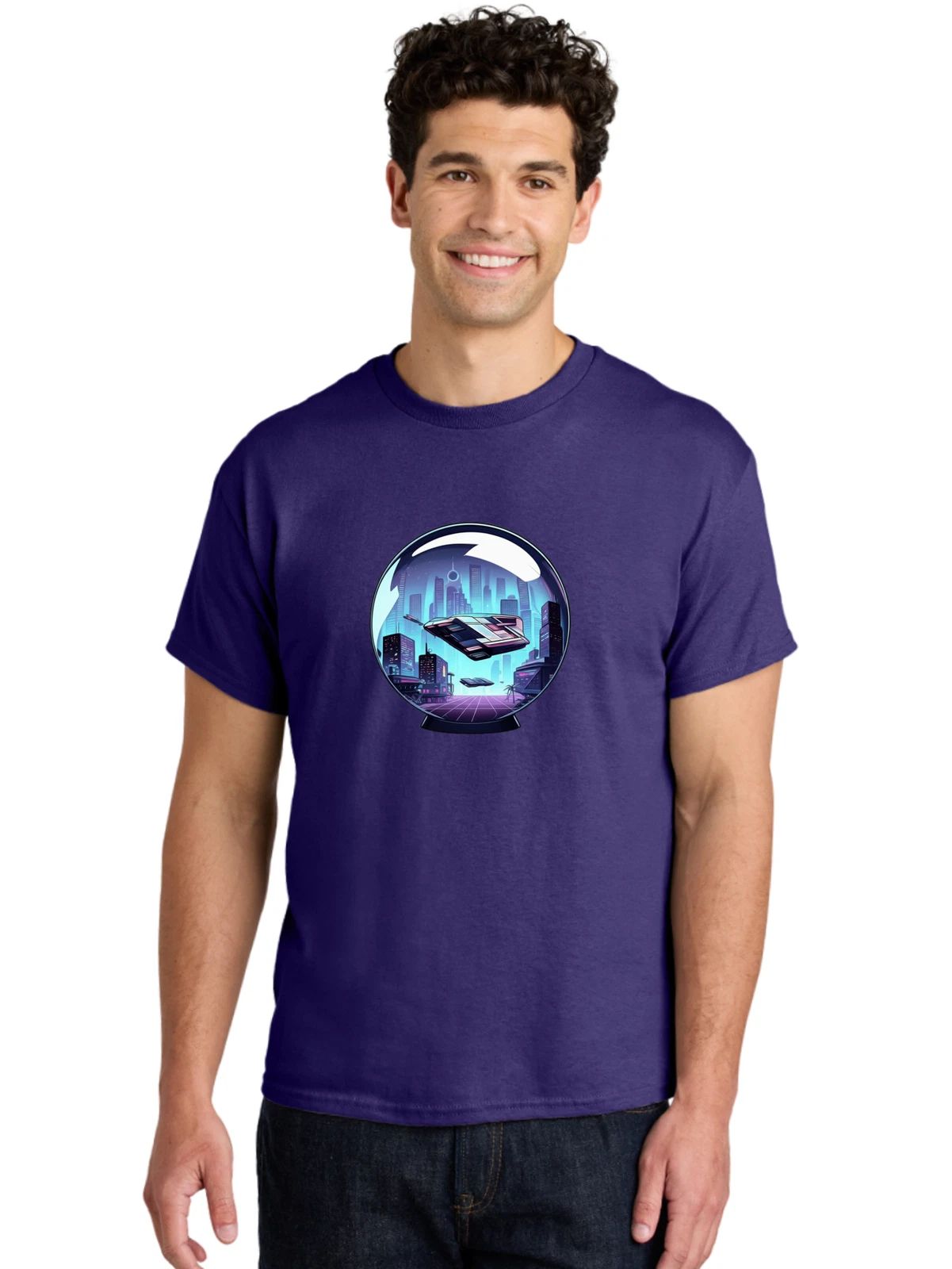 Crystal-Ball-Cityscape-2 Mens Graphic Tee, 100% Cotton, Casual Summer Wear Unisex T-shirt, Sweatshirt, Hoodie, Long Sleeve Tee - T-Shirt, Sweatshirt, Hoodie