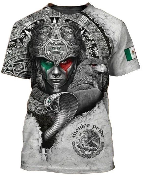 T Shirt Mexican Flag, Eagle, Snake, Aztec Warrior Print Unisex T-Shirt Unisex T-shirt, Sweatshirt, Hoodie, Long Sleeve Tee - T-Shirt, Sweatshirt, Hoodie