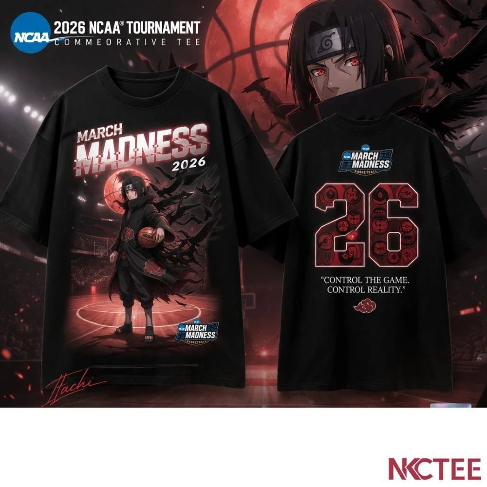 NKCtees Itachi Uchiha Shadow Court Tee  March Madness 2026 NCAA Anime Basketball Shirt (Limited Edition) - T-Shirt, Sweatshirt, Hoodie