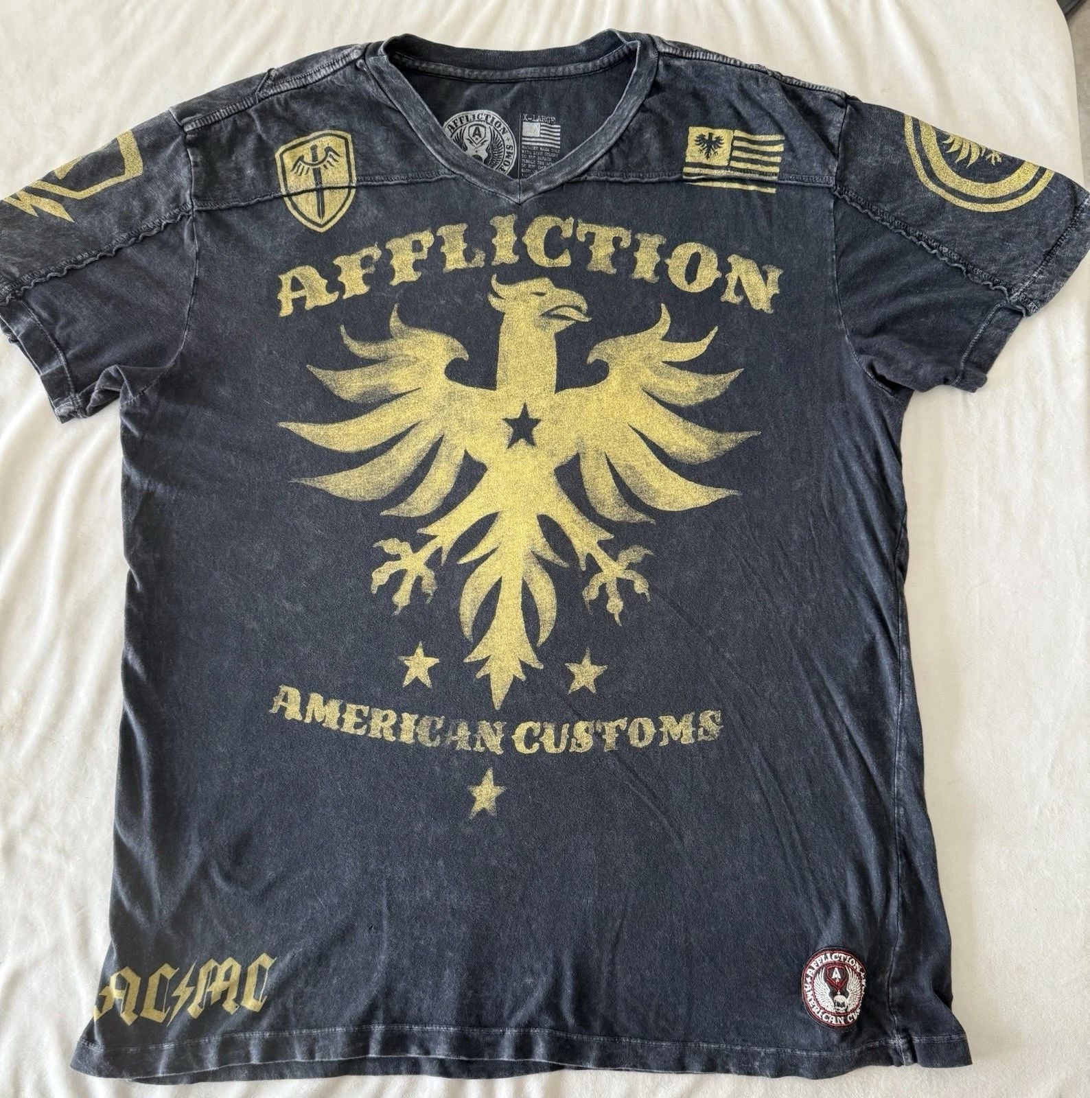 Vintage Y2K Affliction American Customs T Shirt Distressed Black Mens XL (527) Unisex T-shirt, Sweatshirt, Hoodie, Long Sleeve Tee - T-Shirt, Sweatshirt, Hoodie