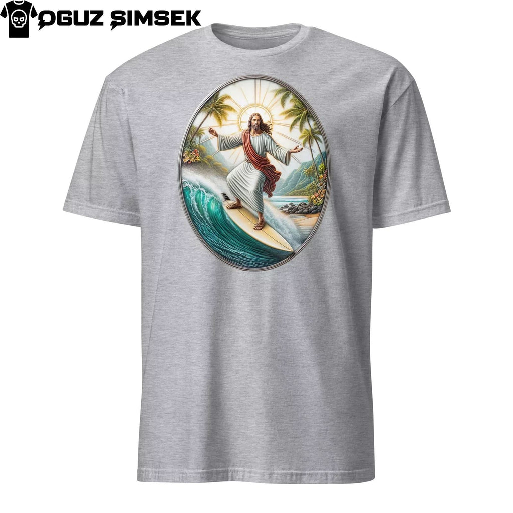Jesus Christ Surfing T-Shirt - Unisex Graphic Tee - Funny Religious Shirt Unisex T-shirt, Sweatshirt, Hoodie, Long Sleeve Tee - T-Shirt, Sweatshirt, Hoodie