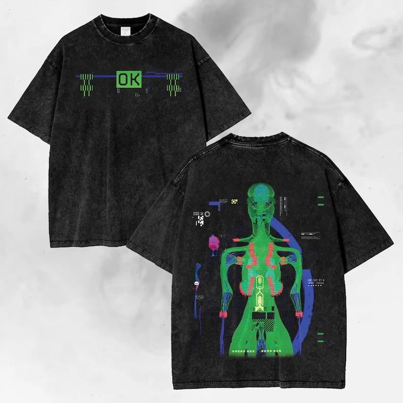 Vintage Washed T-Shirt, Neon Glitch Sci-Fi Streetwear Tee, Futuristic Gamer Gift Unisex T-shirt, Sweatshirt, Hoodie, Long Sleeve Tee - T-Shirt, Sweatshirt, Hoodie