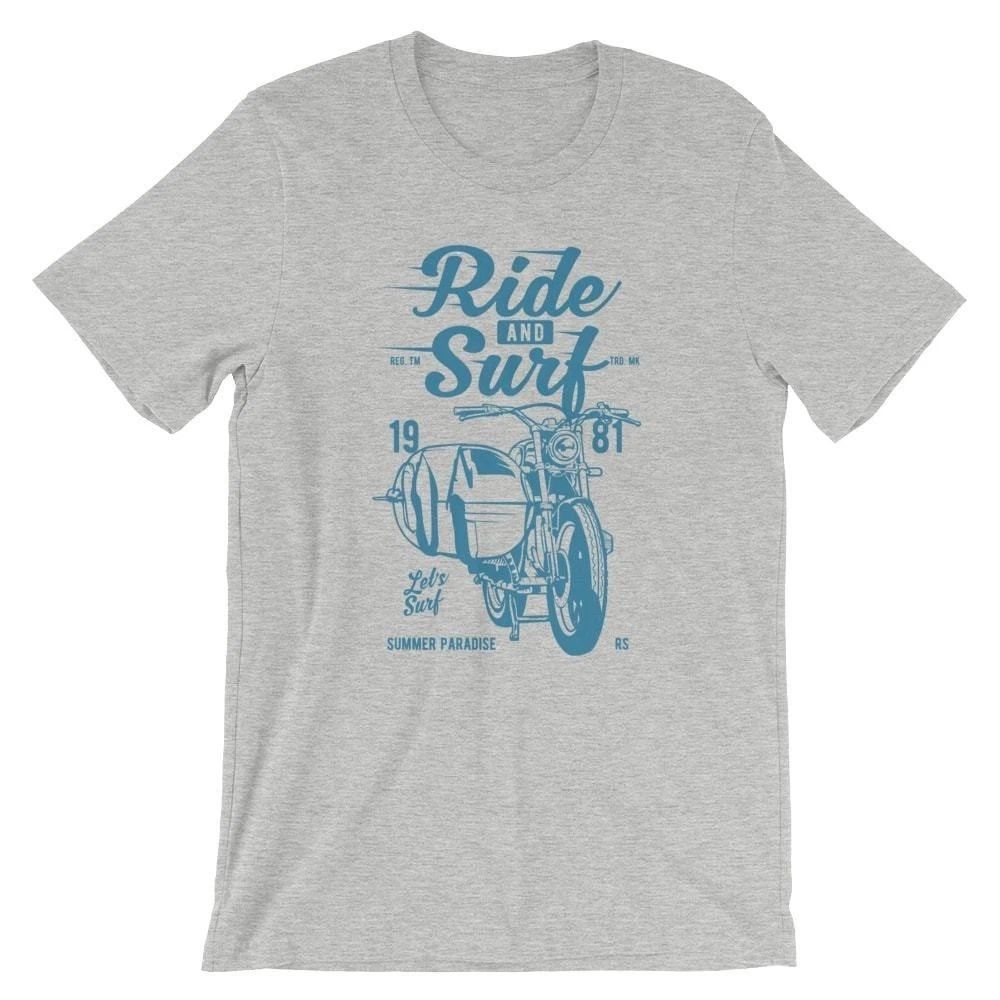 Ride And Surf T-Shirt. 100% Cotton Premium Tee NEW Unisex T-shirt, Sweatshirt, Hoodie, Long Sleeve Tee - T-Shirt, Sweatshirt, Hoodie