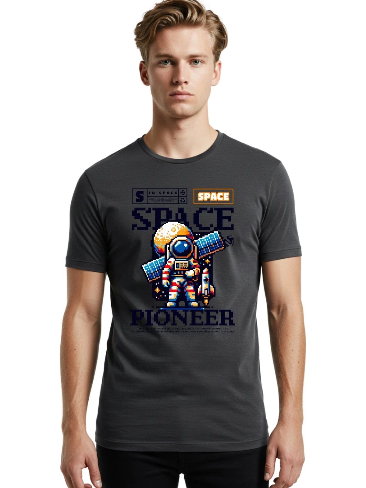 Space-Pioneer Mens Graphic Tee,100% Cotton,Casual Summer Wear Unisex T-shirt, Sweatshirt, Hoodie, Long Sleeve Tee - T-Shirt, Sweatshirt, Hoodie