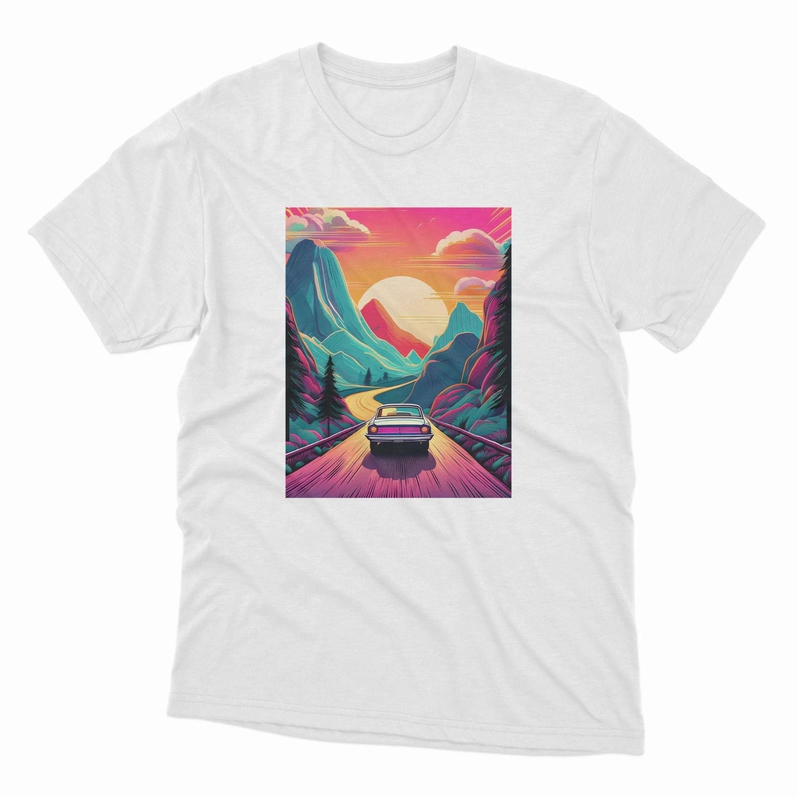RETRO CAR SUNSET TSHIRT ABSTRACT URBAN STREET STYLE S,M,L,XL,2XL,3XL,4XL,5XL Unisex T-shirt, Sweatshirt, Hoodie, Long Sleeve Tee - T-Shirt, Sweatshirt, Hoodie