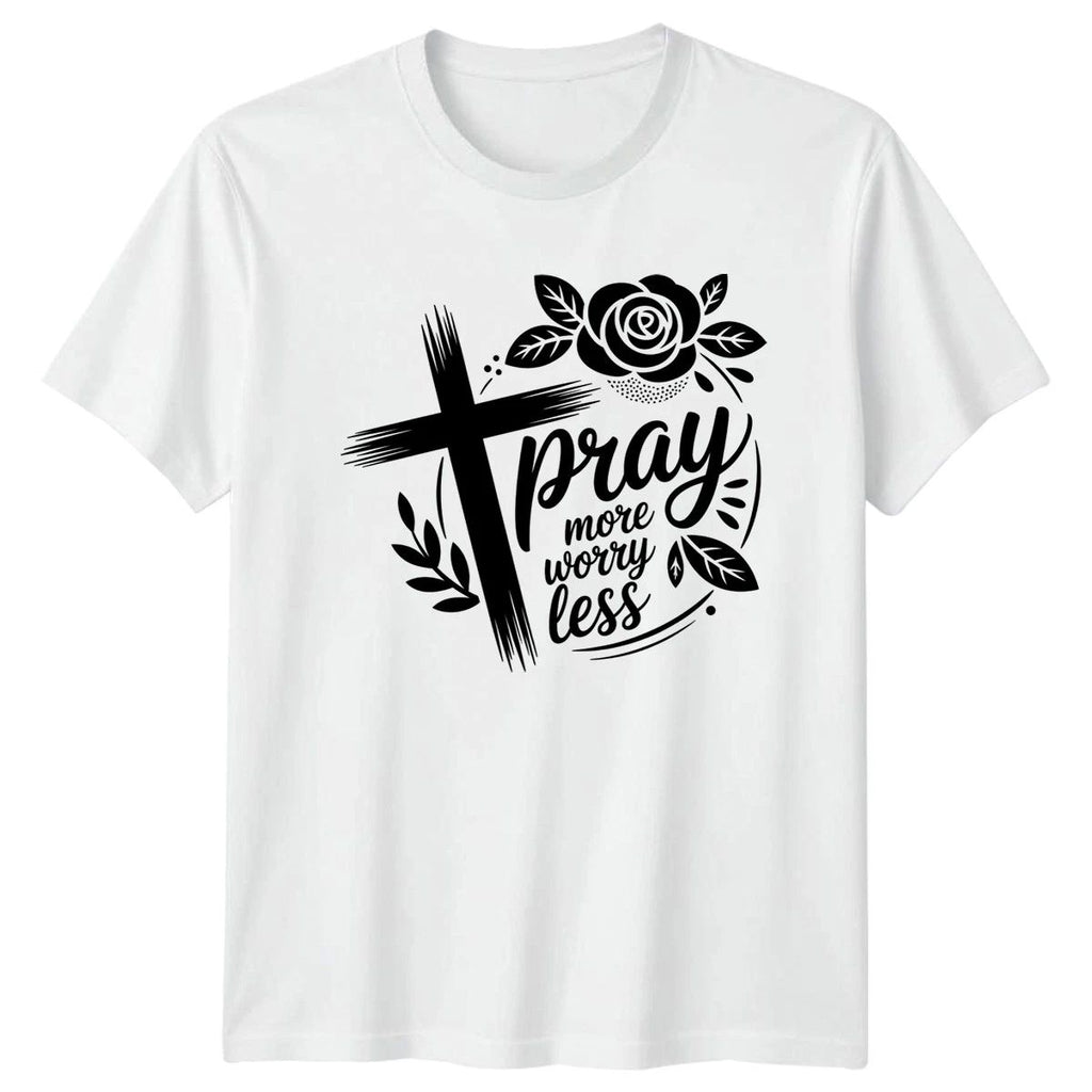 Pray More Worry Less T-Shirt Christian Faith Inspiration Gift For Him And Her Unisex T-shirt, Sweatshirt, Hoodie, Long Sleeve Tee - T-Shirt, Sweatshirt, Hoodie
