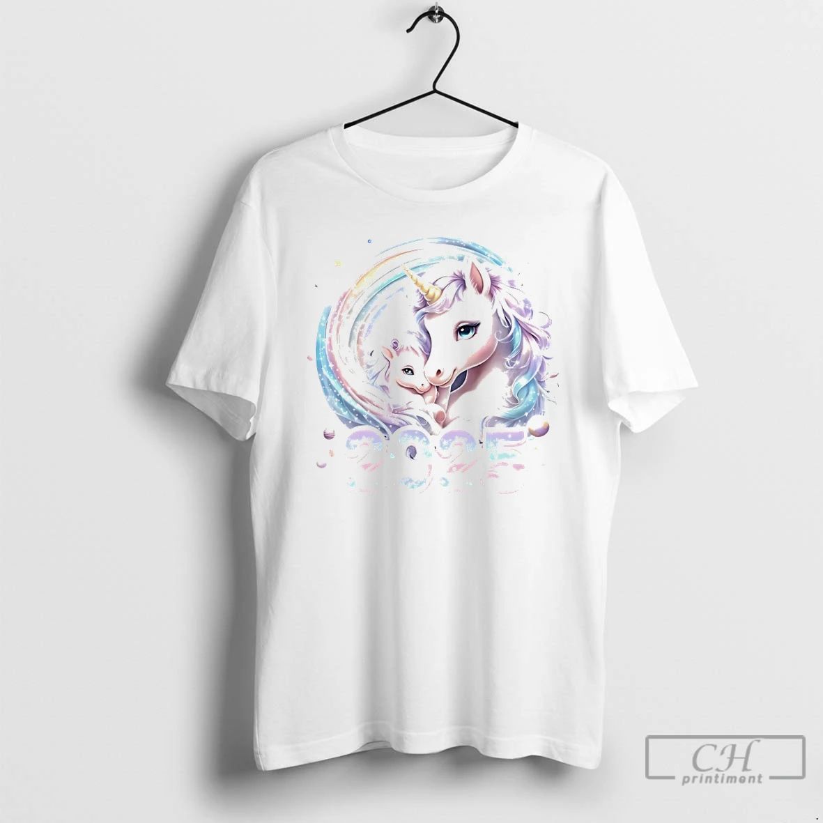Classic Pastel Mother And Baby Unicorn 2025 Magic Christmas White T Shirts Unisex T-shirt, Sweatshirt, Hoodie, Long Sleeve Tee - T-Shirt, Sweatshirt, Hoodie
