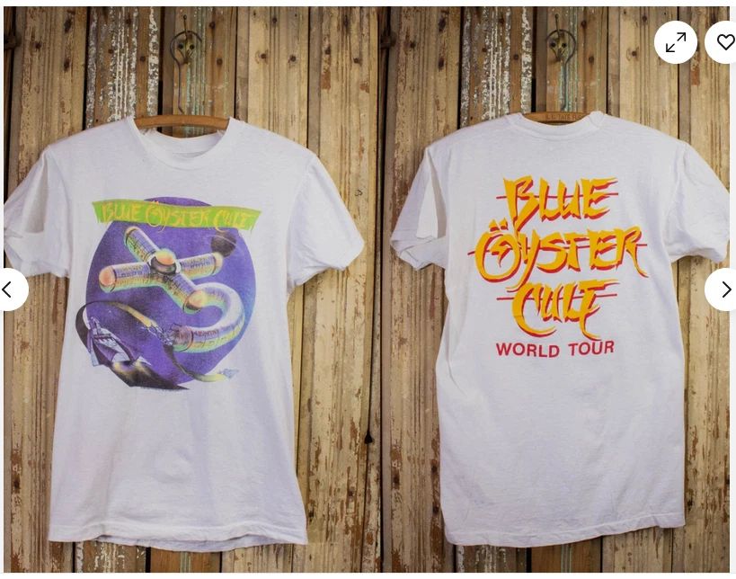Vintage Blue Oyster Cult Club Ninja World Tour Concert T Shirt 1986 White. Unisex T-shirt, Sweatshirt, Hoodie, Long Sleeve Tee - T-Shirt, Sweatshirt, Hoodie