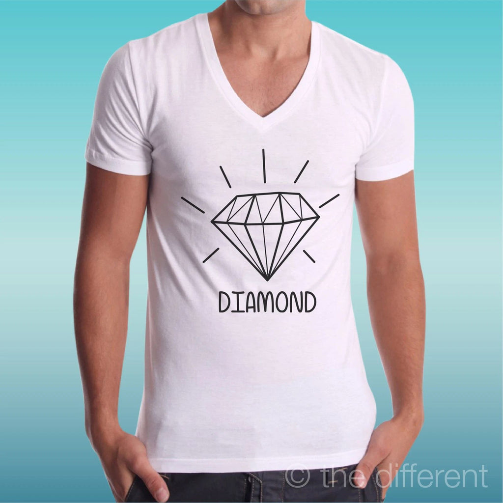 T-shirt Man V Neck " Diamond Symbol Diamond " Gift Idea Road To Happiness Unisex T-shirt, Sweatshirt, Hoodie, Long Sleeve Tee - T-Shirt, Sweatshirt, Hoodie