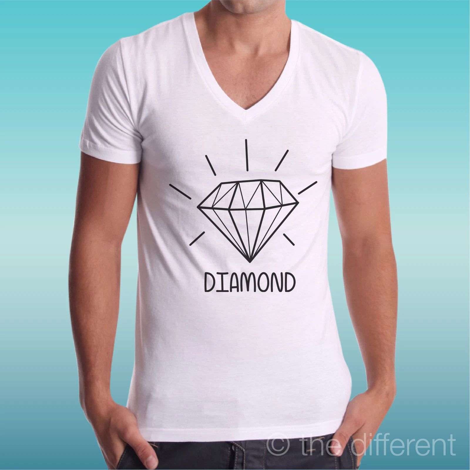 T-shirt Man V Neck " Diamond Symbol Diamond " Gift Idea Road To Happiness Unisex T-shirt, Sweatshirt, Hoodie, Long Sleeve Tee - T-Shirt, Sweatshirt, Hoodie