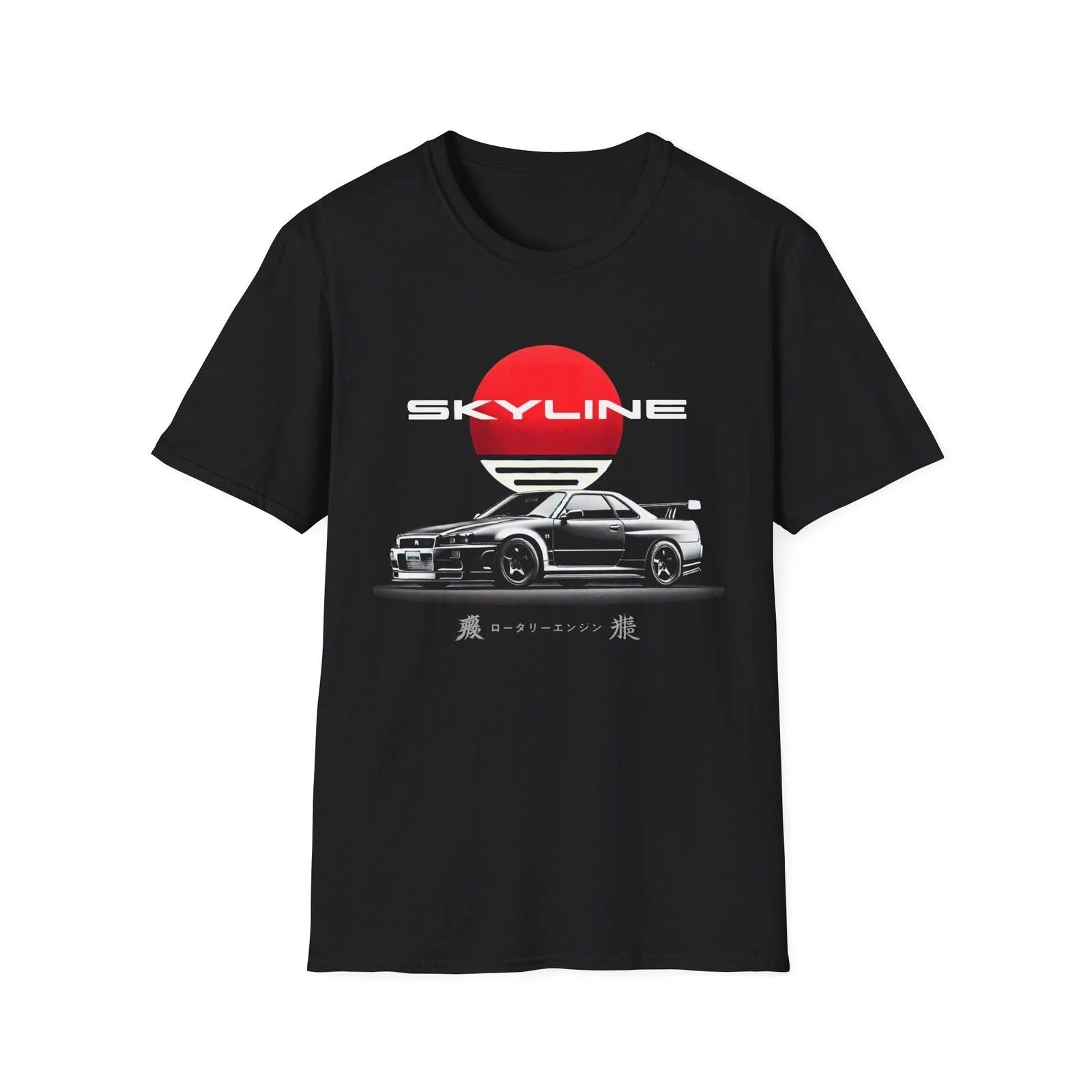 R34 Skyline Shirt  Rising Sun JDM Tuner Tee | R34 GTR Japan Style Unisex T-shirt, Sweatshirt, Hoodie, Long Sleeve Tee - T-Shirt, Sweatshirt, Hoodie