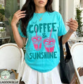 Iced Coffee & Sunshine shirt, coffee lover gift, summer graphic tee, Comfort Col Unisex T-shirt, Sweatshirt, Hoodie, Long Sleeve Tee - T-Shirt, Sweatshirt, Hoodie