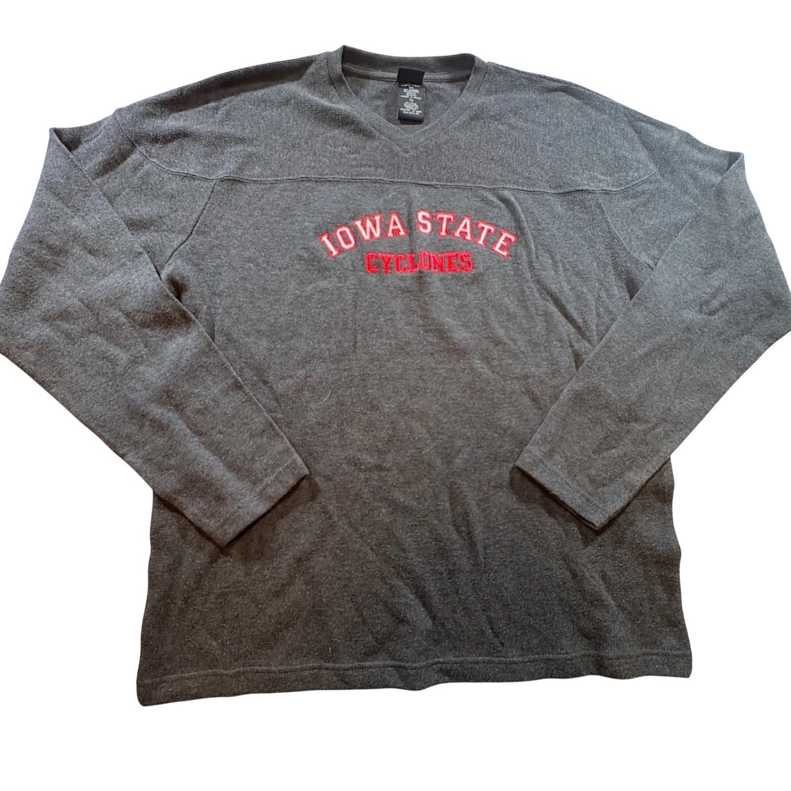 Team Starter Iowa State Cyclones Mens XL Long Sleeve V-Neck Shirt Charcoal Gray Unisex T-shirt, Sweatshirt, Hoodie, Long Sleeve Tee - T-Shirt, Sweatshirt, Hoodie