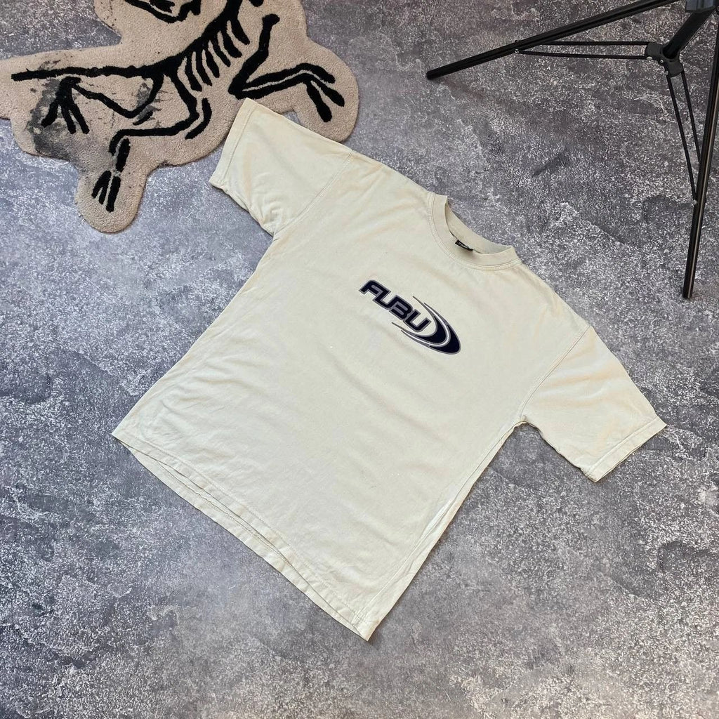 Vintage Fubu big logo made in USA 90s streetwear beige surf tee size M Unisex T-shirt, Sweatshirt, Hoodie, Long Sleeve Tee - T-Shirt, Sweatshirt, Hoodie