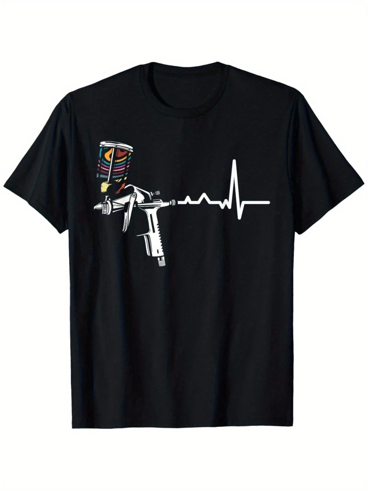 Spray Paint Gun Heartbeat Graphic T-Shirt Street Art Graffiti Style Tee Unisex T-shirt, Sweatshirt, Hoodie, Long Sleeve Tee - T-Shirt, Sweatshirt, Hoodie