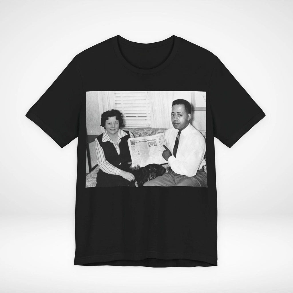 Barney Betty Hill UFO UAP Alien Case Graphic Tee Black S-5XL Unisex T-shirt, Sweatshirt, Hoodie, Long Sleeve Tee - T-Shirt, Sweatshirt, Hoodie