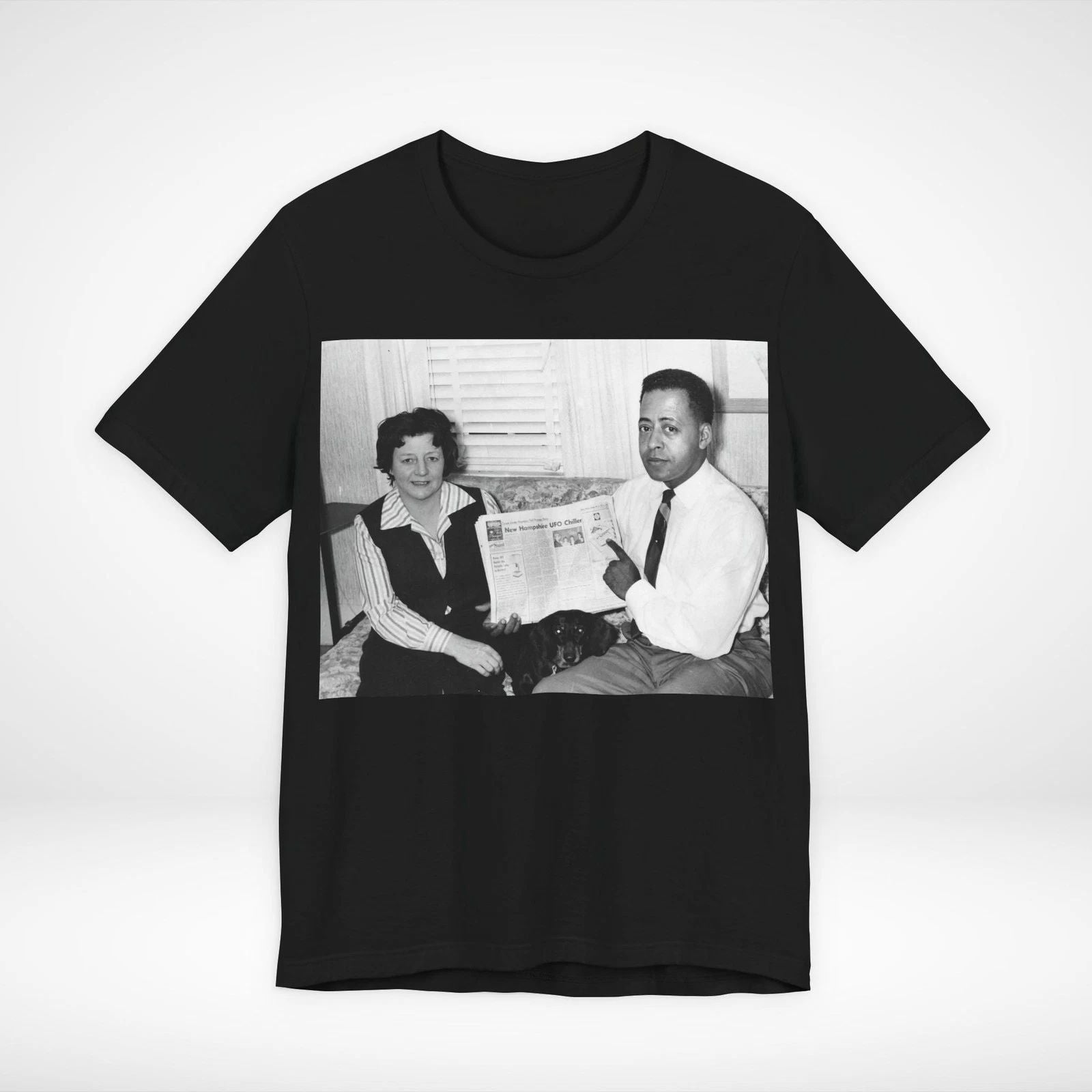 Barney Betty Hill UFO UAP Alien Case Graphic Tee Black S-5XL Unisex T-shirt, Sweatshirt, Hoodie, Long Sleeve Tee - T-Shirt, Sweatshirt, Hoodie
