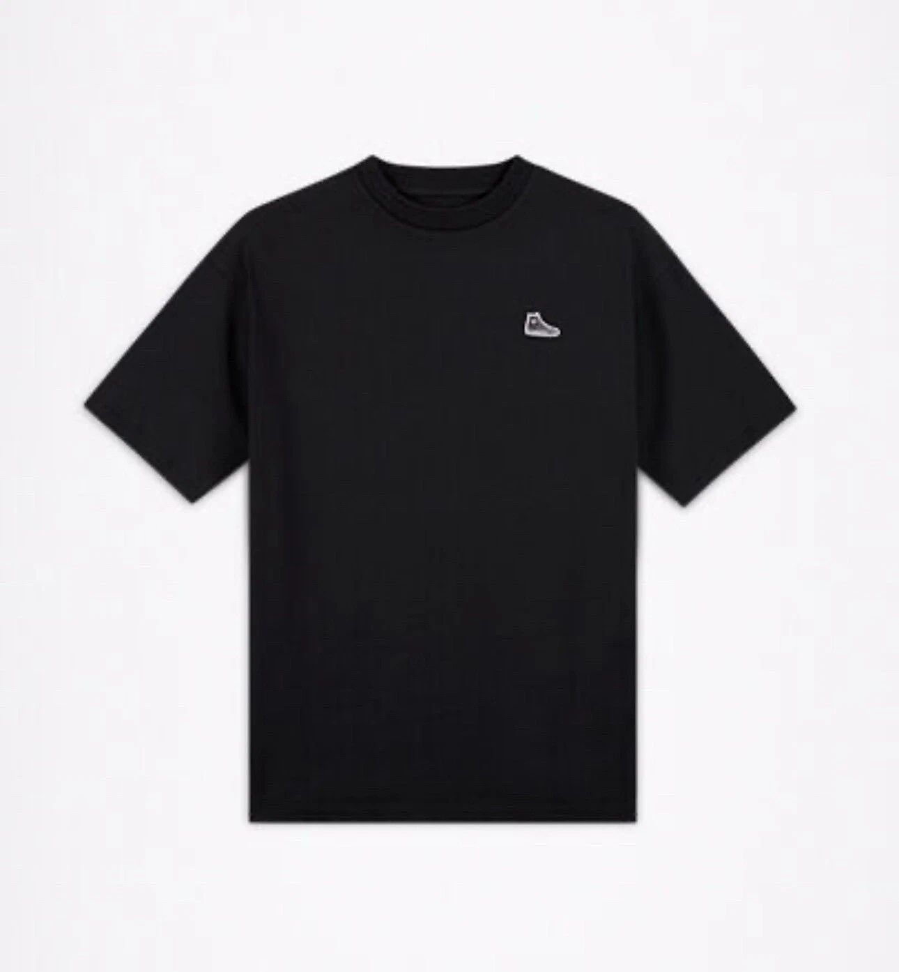 Converse Black Chuck Taylor Sneaker Patch Crew Neck T-Shirt Size Large Oversize Unisex T-shirt, Sweatshirt, Hoodie, Long Sleeve Tee - T-Shirt, Sweatshirt, Hoodie