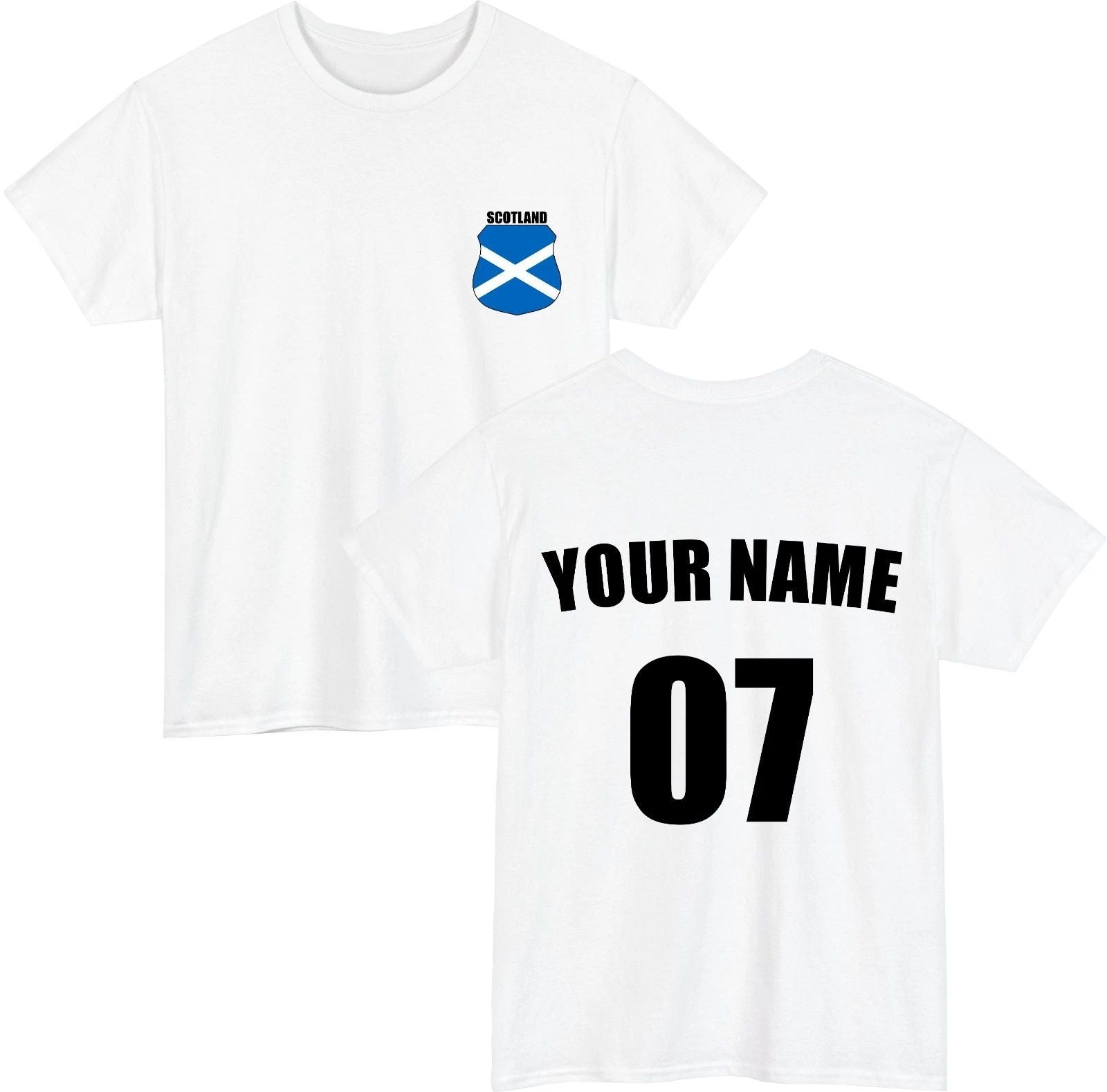 Personalised Scotland Football T-Shirt Custom Name Number Fan Gift Unisex Top Unisex T-shirt, Sweatshirt, Hoodie, Long Sleeve Tee - T-Shirt, Sweatshirt, Hoodie