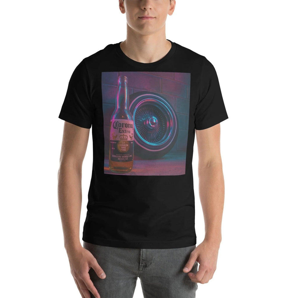Lowrider Neon Beer Bottle T-Shirt Retro Car Wheel Urban Night Design Unisex T-shirt, Sweatshirt, Hoodie, Long Sleeve Tee - T-Shirt, Sweatshirt, Hoodie
