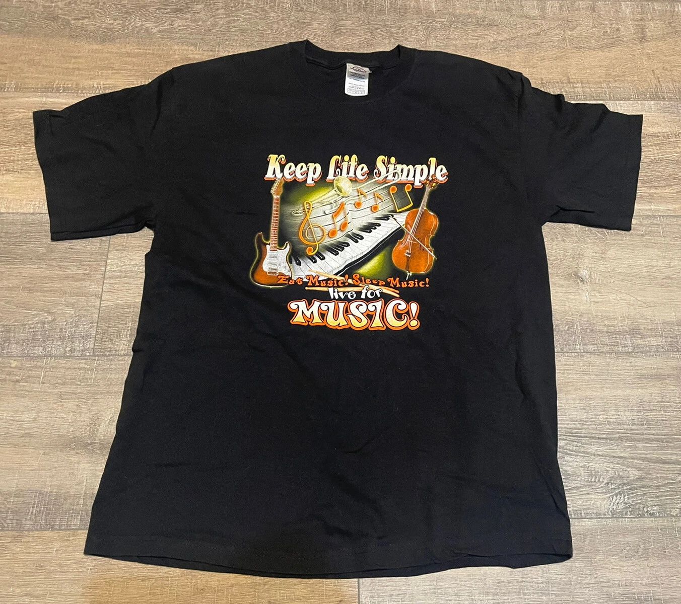 Vtg Delta Magnum Weight Keep Life Simple Live For Music Quote T Shirt Black L Unisex T-shirt, Sweatshirt, Hoodie, Long Sleeve Tee - T-Shirt, Sweatshirt, Hoodie