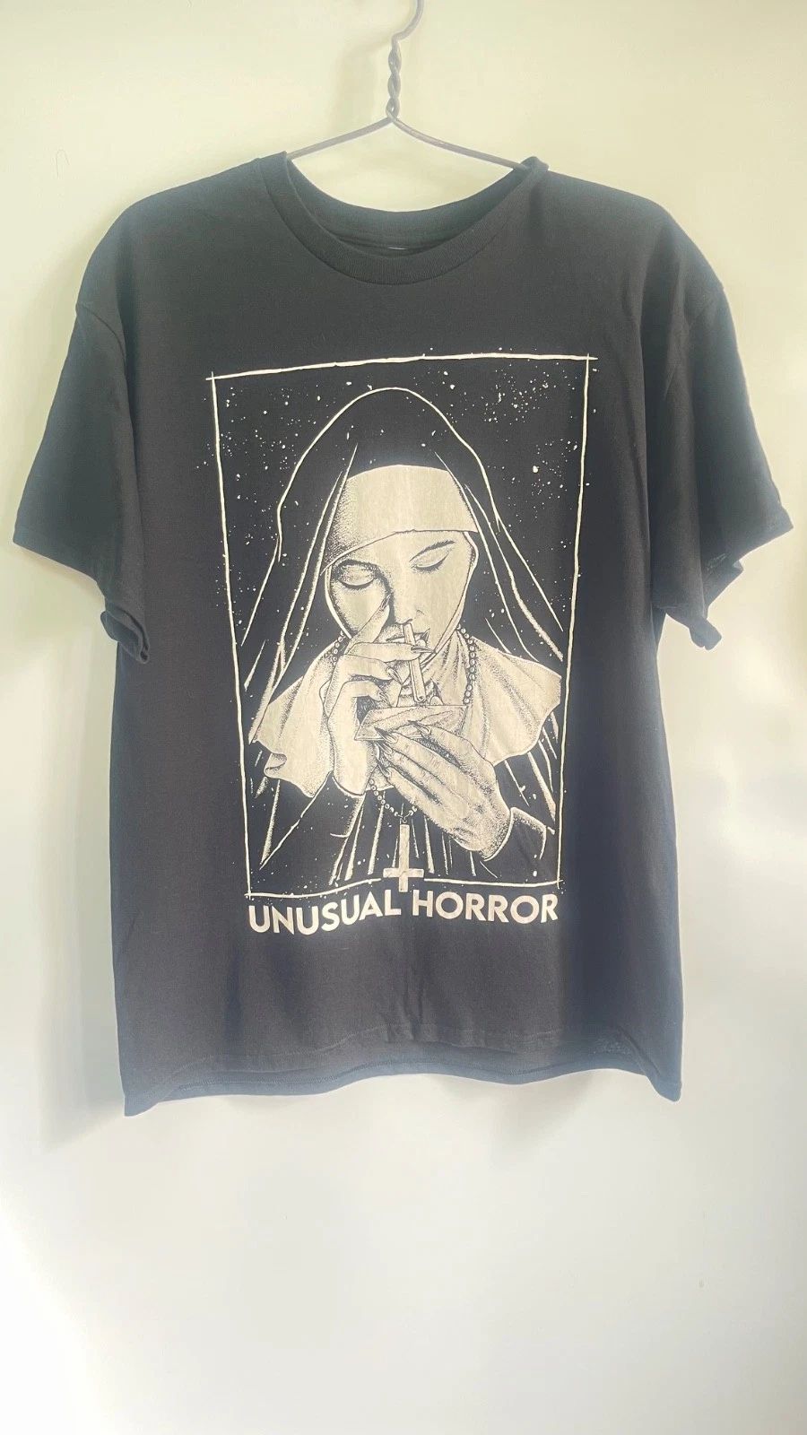 Unusual Horror T Shirt Gothic Nun Graphic Black Tee Mens L Streetwear Unisex T-shirt, Sweatshirt, Hoodie, Long Sleeve Tee - T-Shirt, Sweatshirt, Hoodie