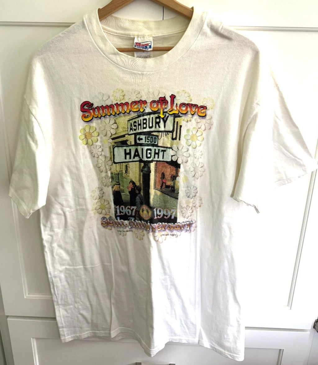 Vintage 97 Hanes Beefy-T Haight Ashbury Summer Of Love 30th XL T-Shirt Unisex T-shirt, Sweatshirt, Hoodie, Long Sleeve Tee - T-Shirt, Sweatshirt, Hoodie