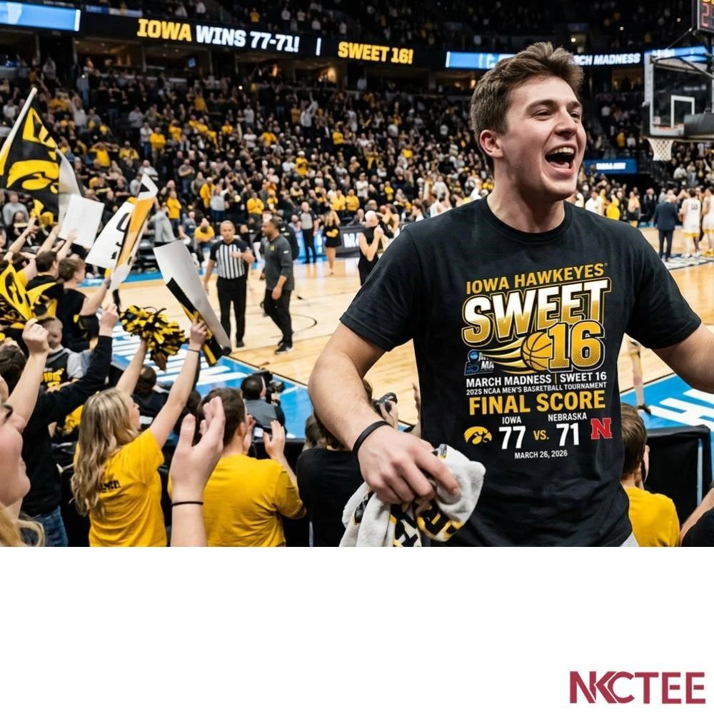 NKCtees 2026 NCAA mens basketball Tournament Sweet 16 Iowa 77 71 Nebraska shirt Unisex T-shirt, Sweatshirt, Hoodie, Long Sleeve Tee - T-Shirt, Sweatshirt, Hoodie