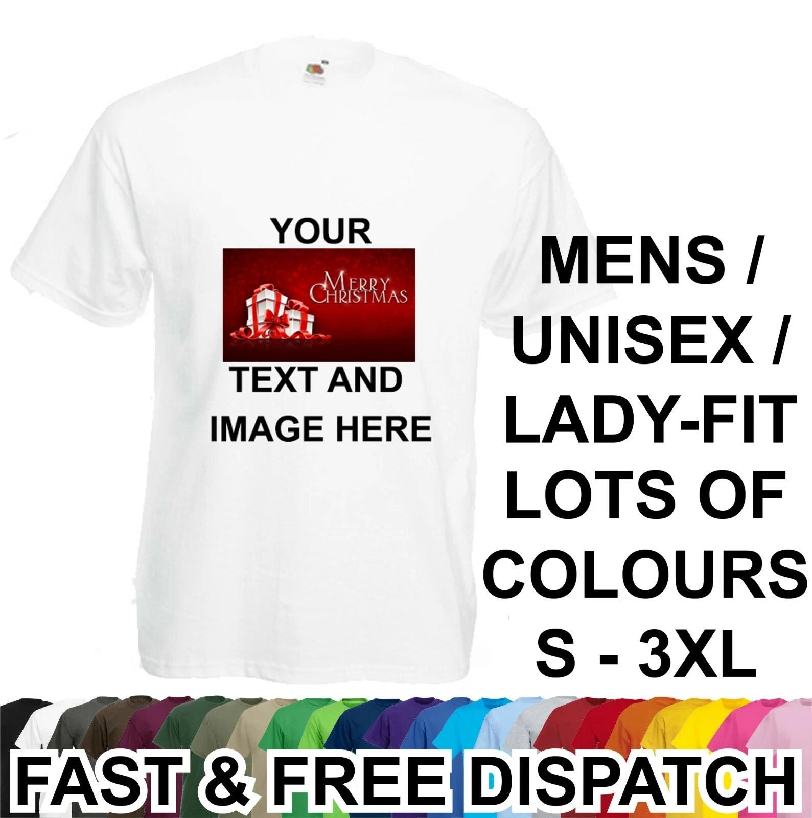 Personalised T-Shirt Custom Image / Text Printed Christmas New Year Any Occasion Unisex T-shirt, Sweatshirt, Hoodie, Long Sleeve Tee - T-Shirt, Sweatshirt, Hoodie