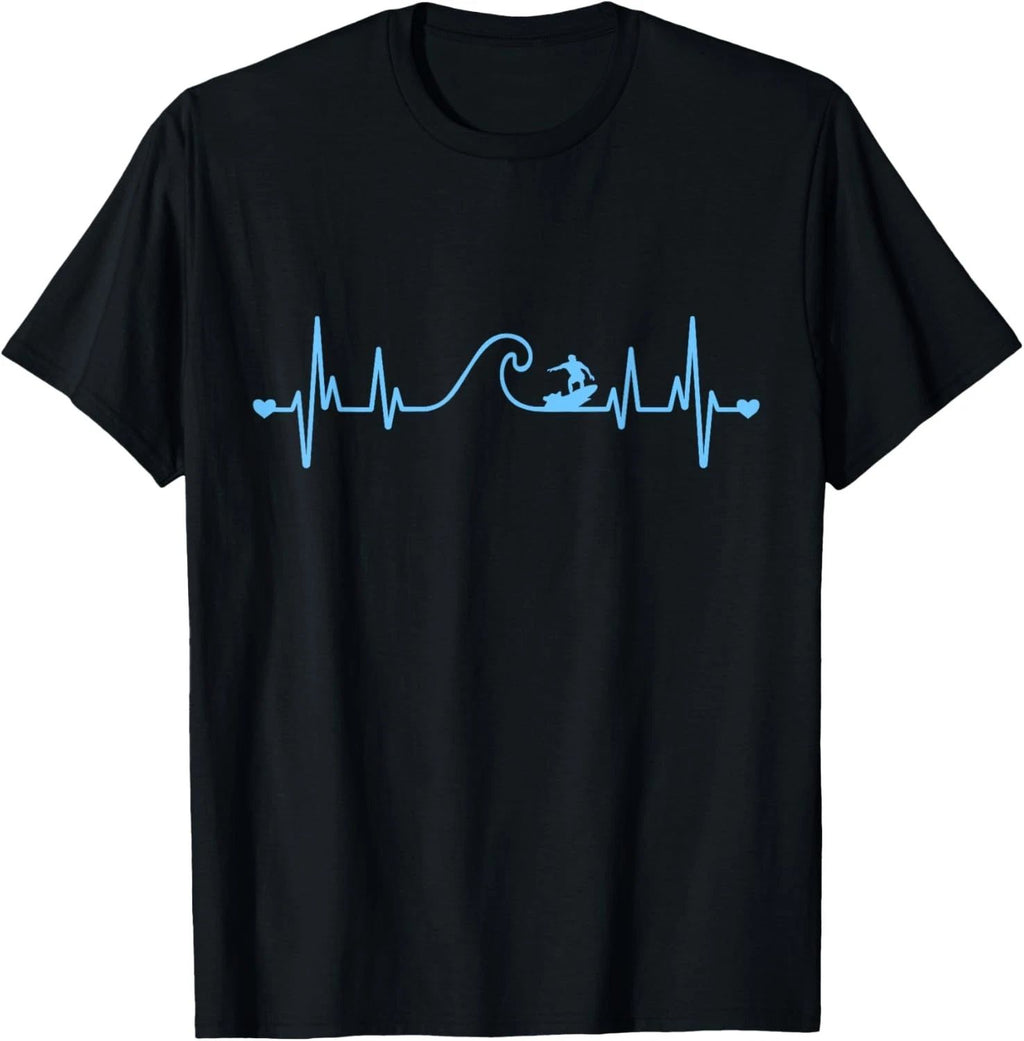 Surfer Summer Waves Heartbeat Surfing Novelty T-Shirt Unisex T-shirt, Sweatshirt, Hoodie, Long Sleeve Tee - T-Shirt, Sweatshirt, Hoodie