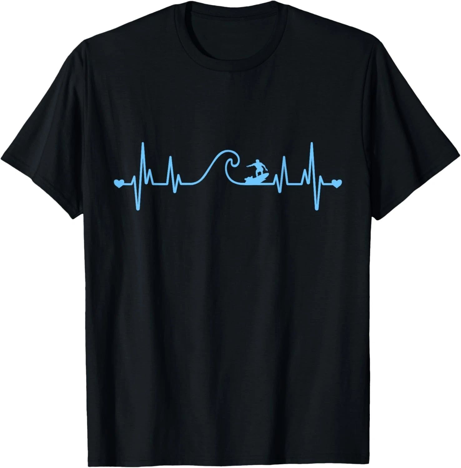 Surfer Summer Waves Heartbeat Surfing Novelty T-Shirt Unisex T-shirt, Sweatshirt, Hoodie, Long Sleeve Tee - T-Shirt, Sweatshirt, Hoodie