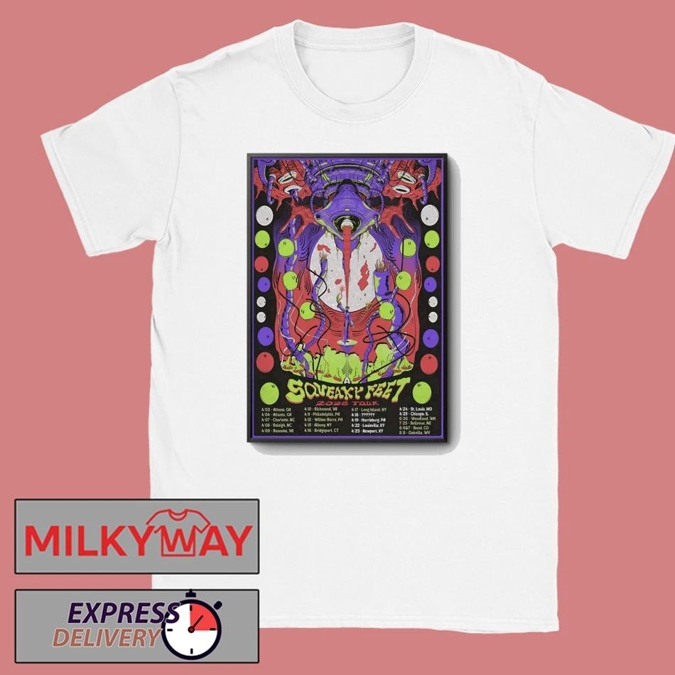 Squeaky Feet Tour 2026 Poster shirt Unisex T-shirt, Sweatshirt, Hoodie, Long Sleeve Tee - T-Shirt, Sweatshirt, Hoodie
