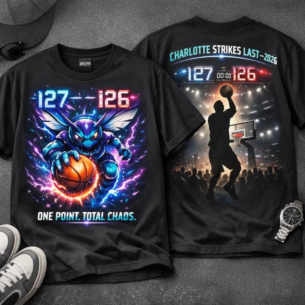 Charlotte Hornets win 127-126 Miami Heat one point total chaos 2 side shirt Unisex T-shirt, Sweatshirt, Hoodie, Long Sleeve Tee - T-Shirt, Sweatshirt, Hoodie