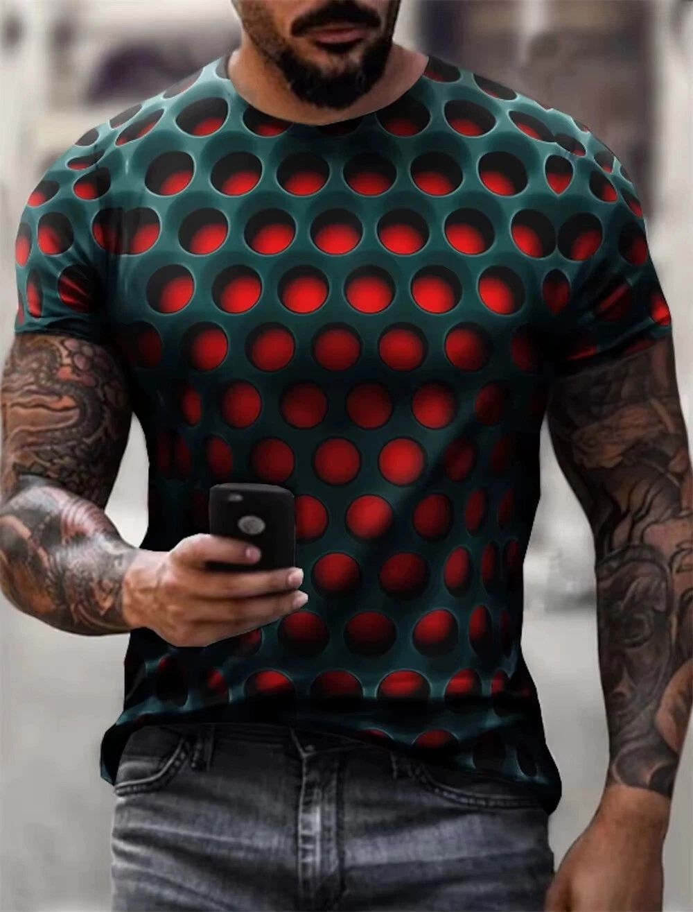 Mens 3D Optical Illusion T-Shirt Graphic Print Casual Summer Streetwear stylish Unisex T-shirt, Sweatshirt, Hoodie, Long Sleeve Tee - T-Shirt, Sweatshirt, Hoodie