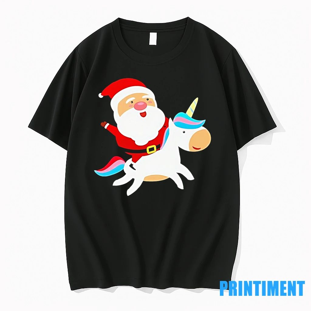 Santa Claus On Unicorn Rainbow Sleigh Ride Christmas Tshirts Sweater Unisex T-shirt, Sweatshirt, Hoodie, Long Sleeve Tee - T-Shirt, Sweatshirt, Hoodie